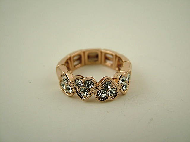 Rings - Rose Gold Diamante Hearts