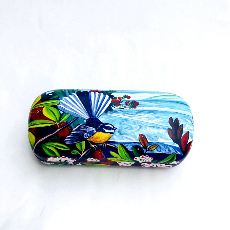 Leather NZ Print Sunglasses Case - Fantail