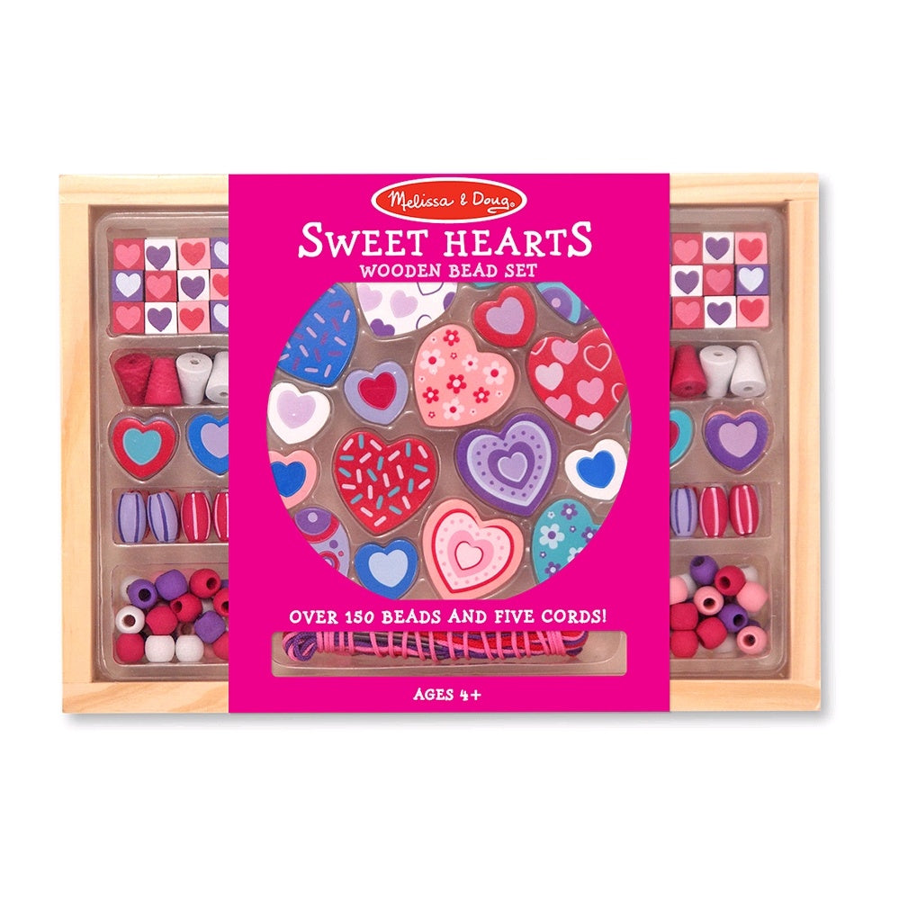 Melissa & Doug - Wooden Sweet Heart Bead Set