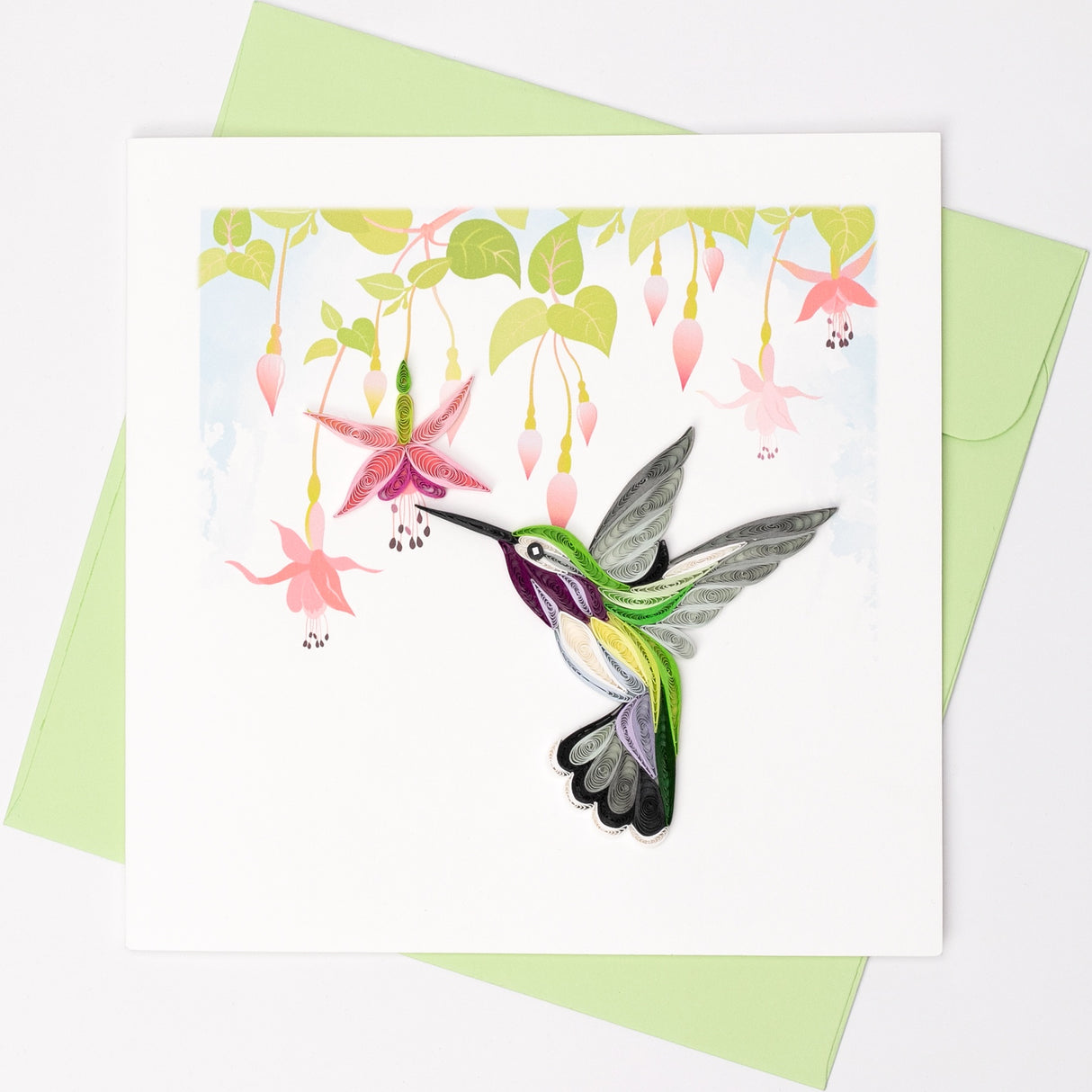 Handmade Gift Card - Quilled Hummingbird