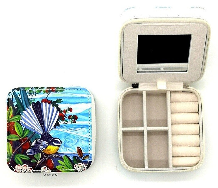 Leather NZ Print Jewellery Box - Ocean Fantail - Irina Velman