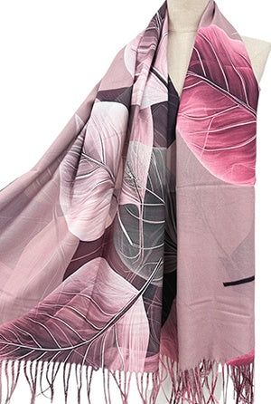 Scarf - Large Pink Leaf