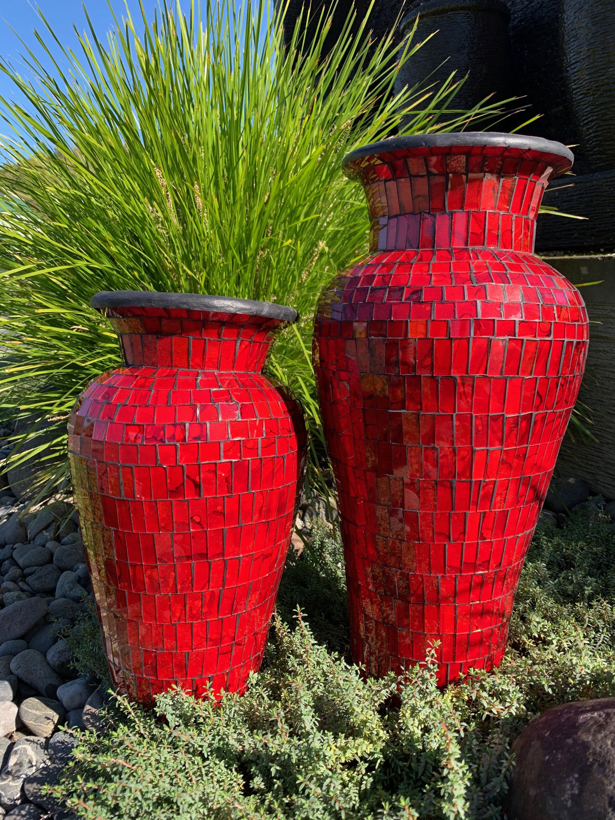 40cm Mosaic Vase with Mosaic inner / Red