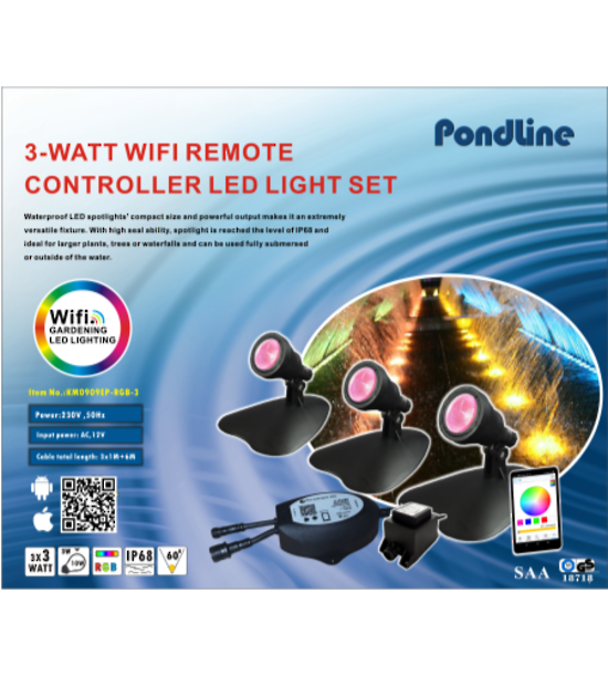 ZWF Pondline - LED Light - Set of 3 (3watt) RGB Remote Controller (WiFi)