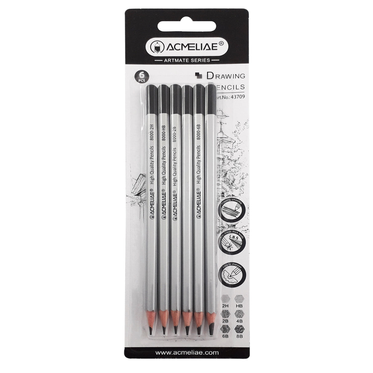 Pencils Drawing 2H HB 2B 4B 6B 8B