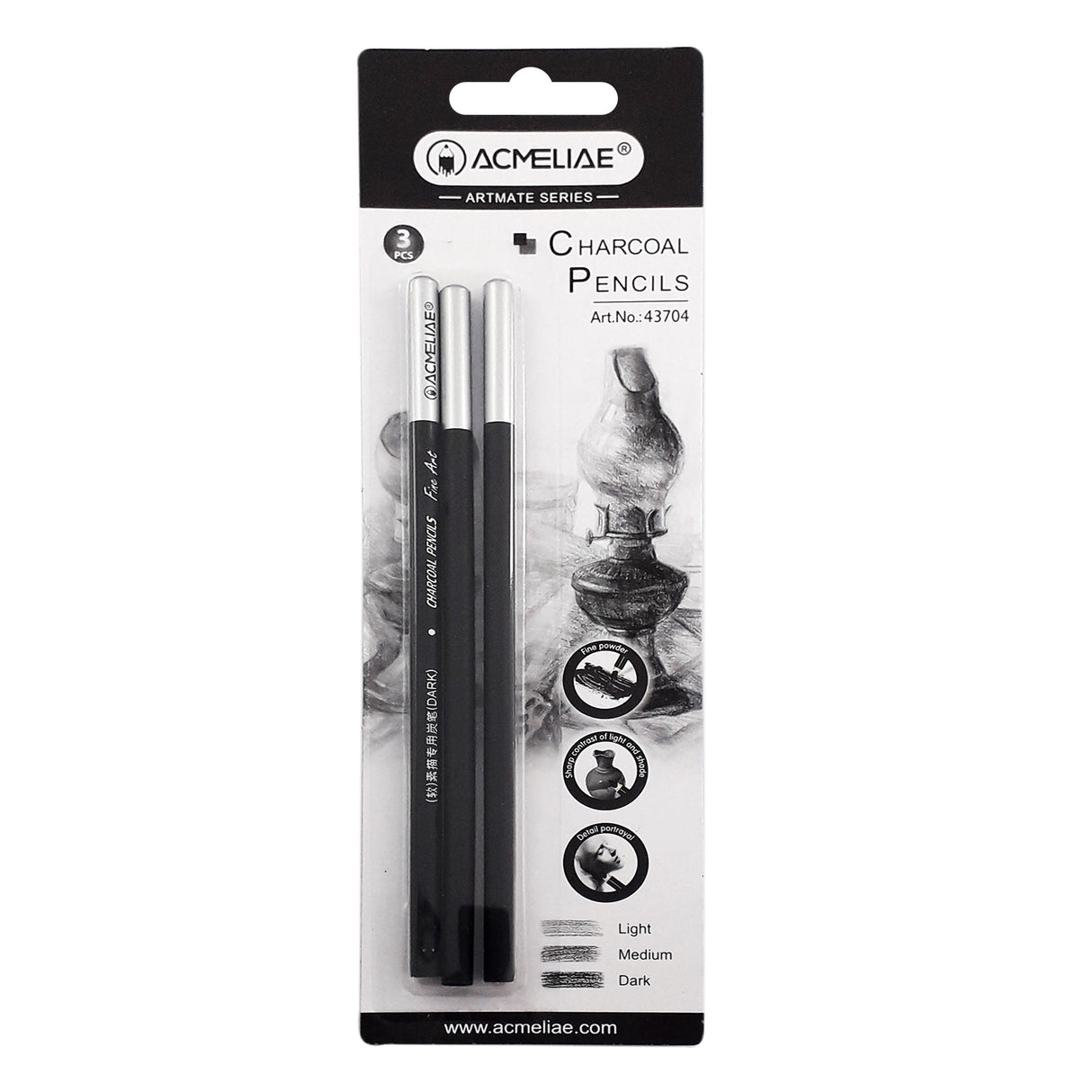 Pencils Charcoal 3 Shades 3pc