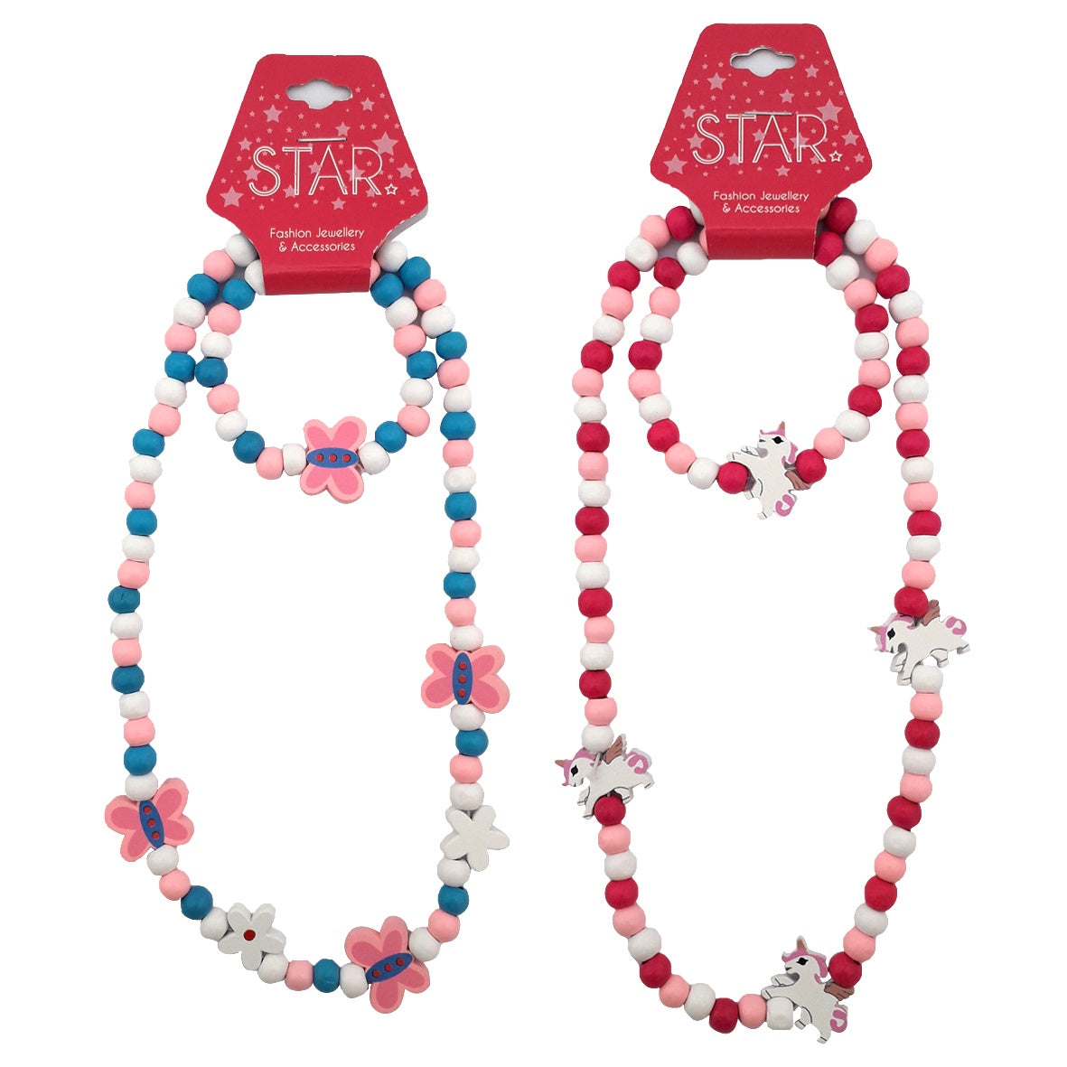 Butterfly or Unicorn Necklace & Bracelet Set