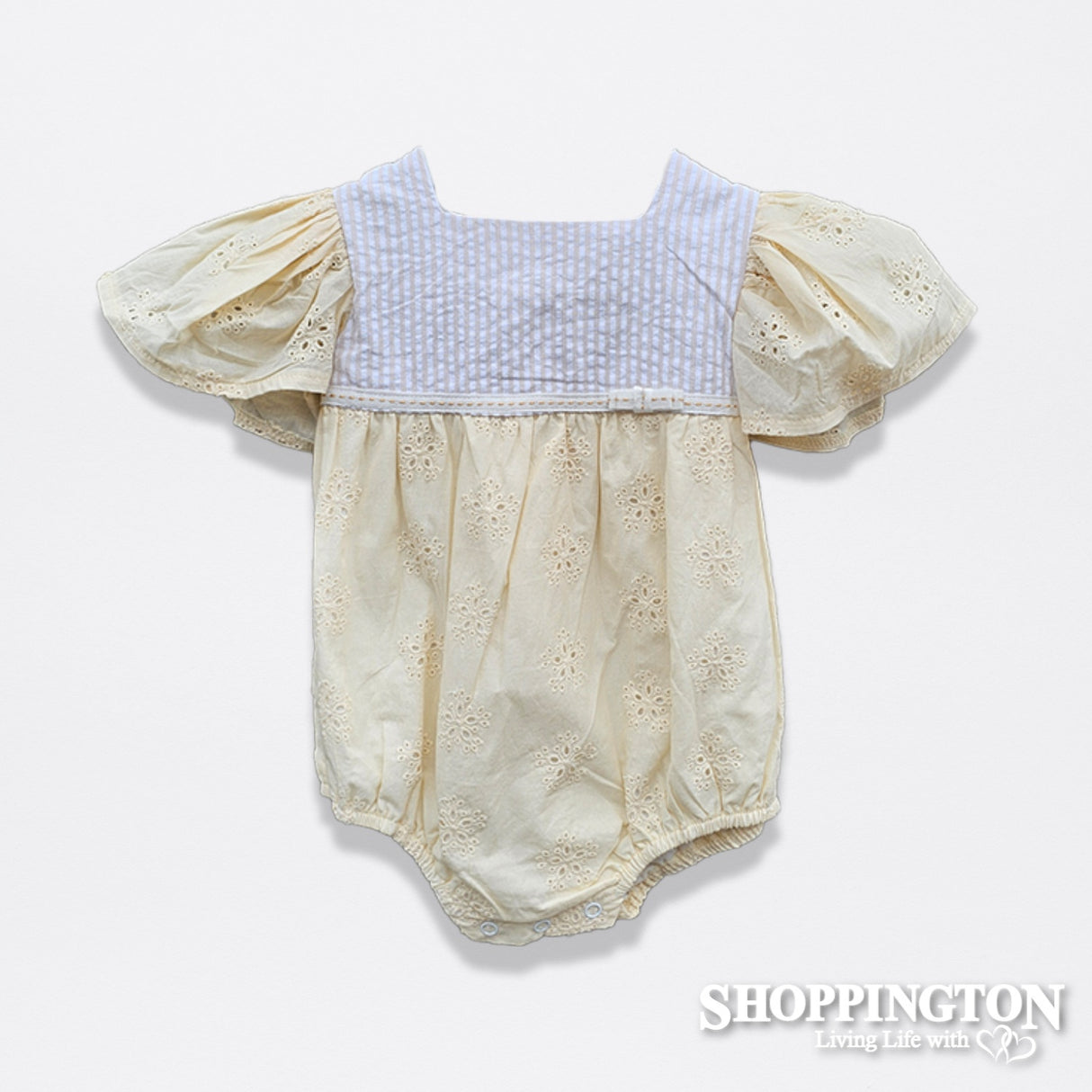 Arthur Avenue - Peach Rose & Butter Cream Anglaise Playsuit