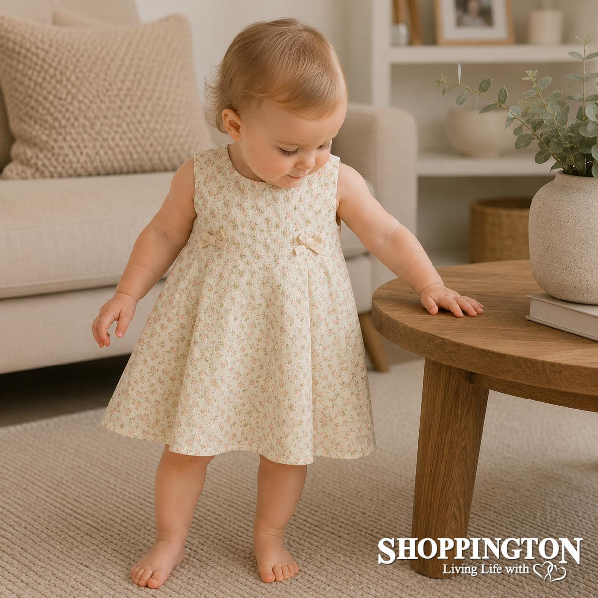 Arthur Avenue - Dusty Rose Peach Rose Bow Dress