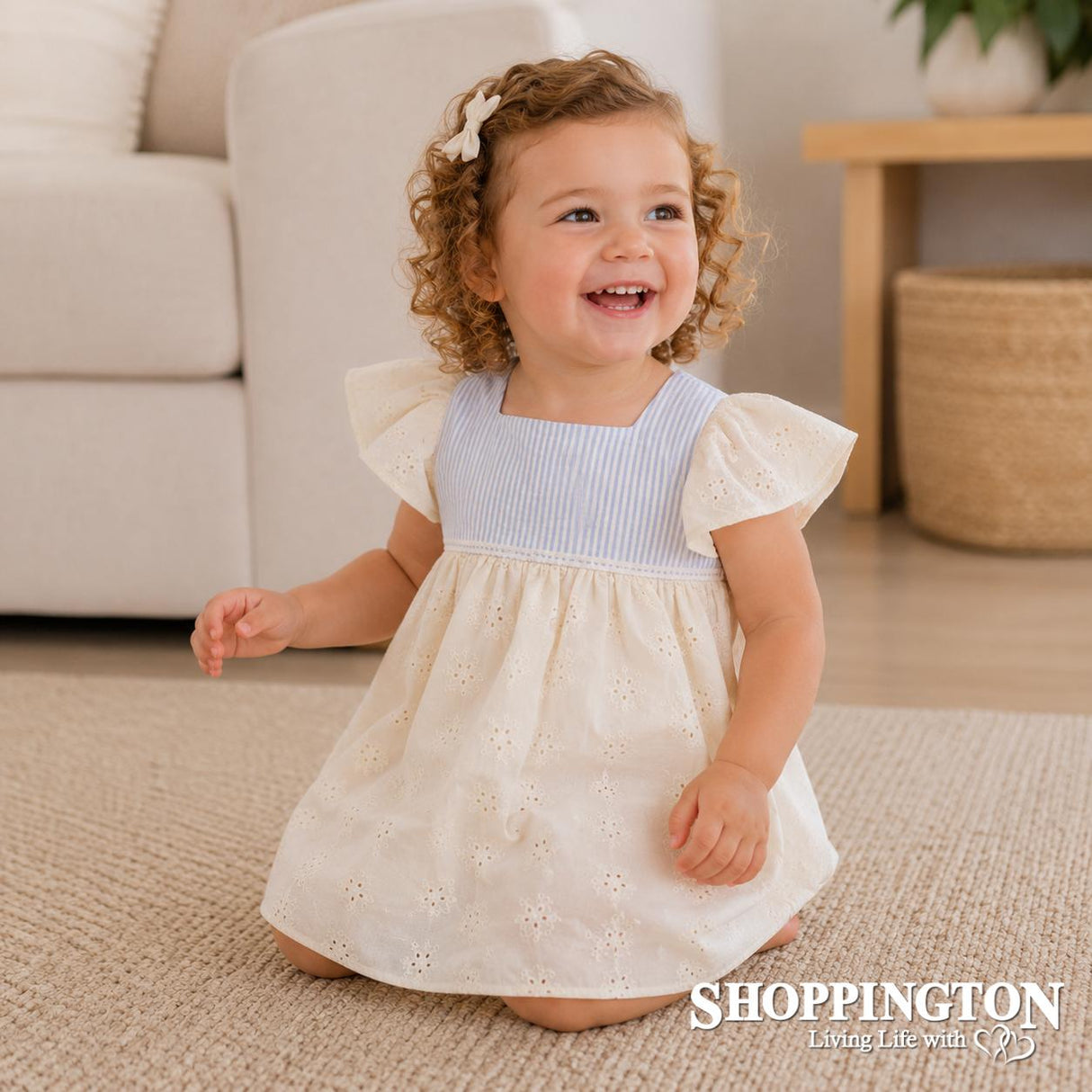 Arthur Avenue - Peach Rose & Butter Cream Anglaise Dress