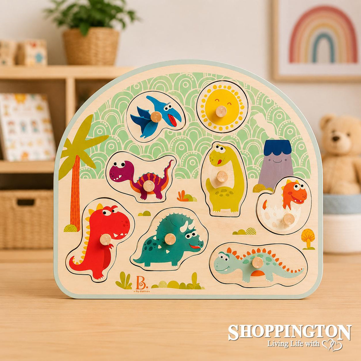 Battat Stamping Dinos Wooden Puzzle (8pc)