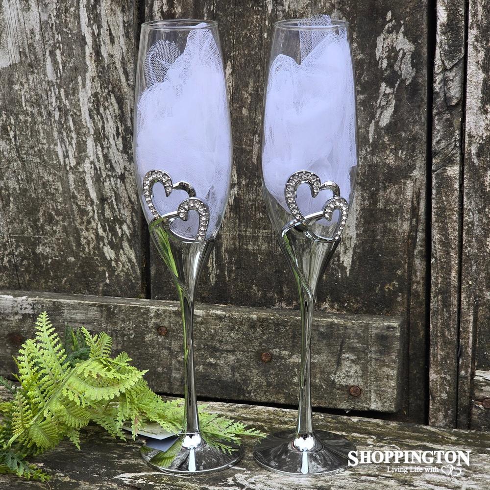 Binding Hearts Wedding Flutes - Wine Glasses