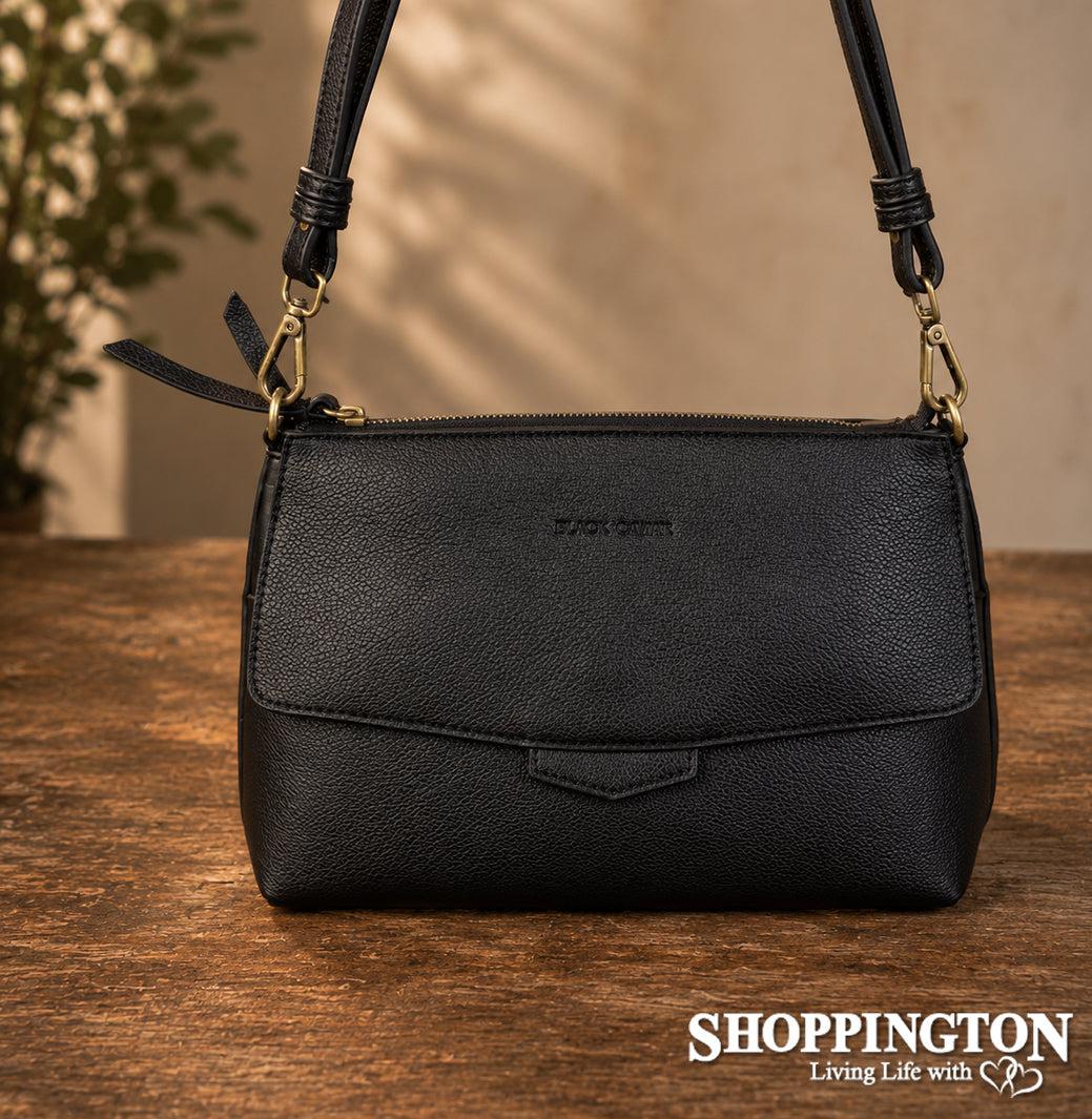 Black Caviar Handbag - Alessia Black (Crossbody)