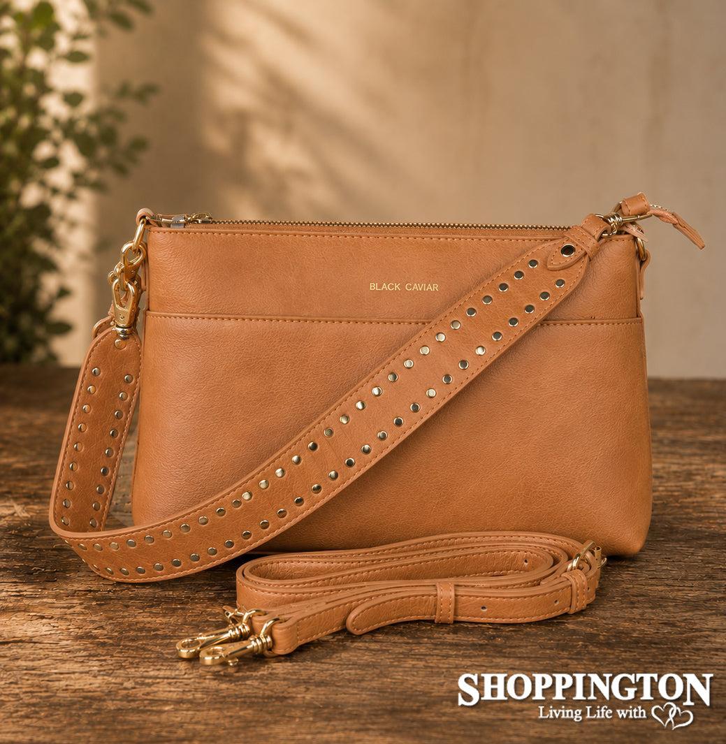 Black Caviar Handbag - Nevada Studded Tan