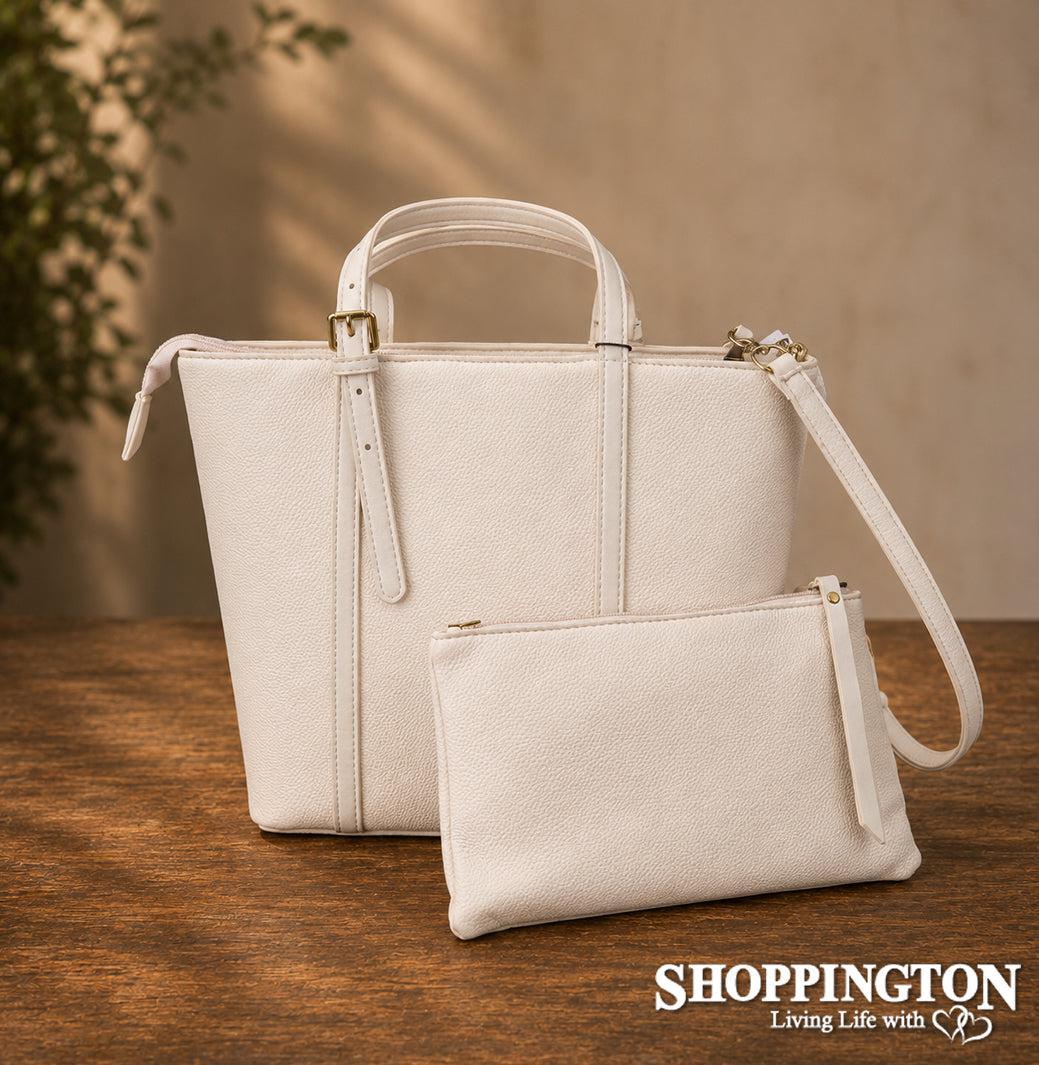 Black Caviar Sophia Handbag - Cream 2pc