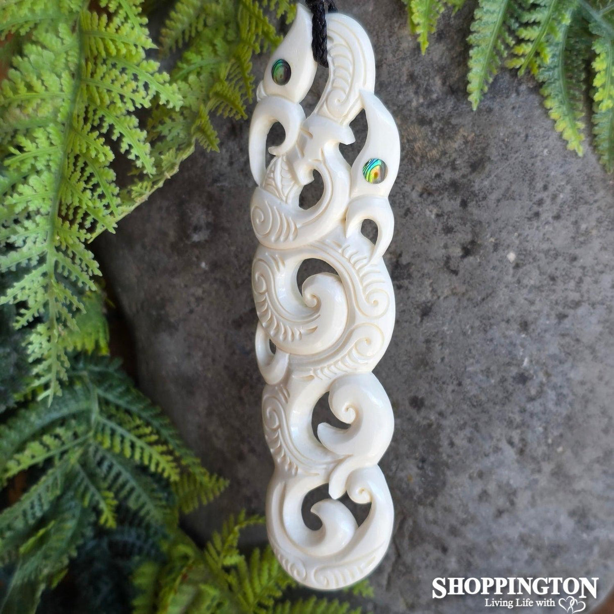Bone Toki with Double Manaia - Extra Large Pendant