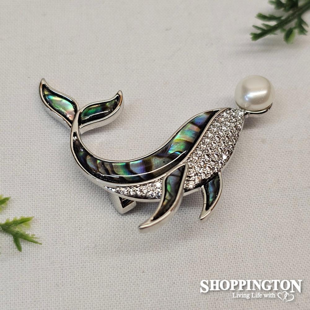 Brooch - Paua & Diamante Whale