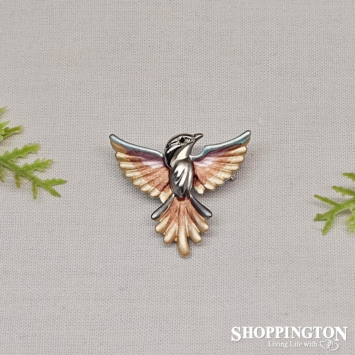 Brooch - Peach Hummingbird