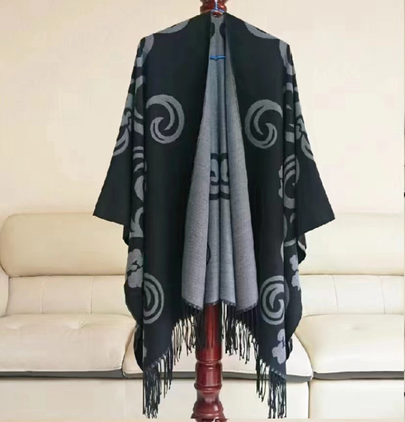 Cape - Curl & Tassel Black Design