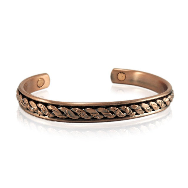 Copper Bracelet - Floral Stamp Twist