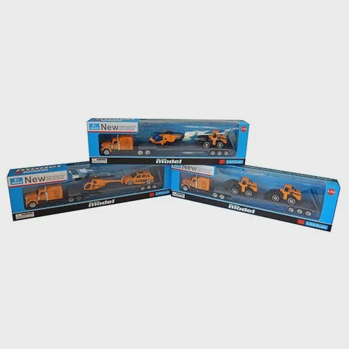 Die Cast Big Rig with Two Construction Vehicles