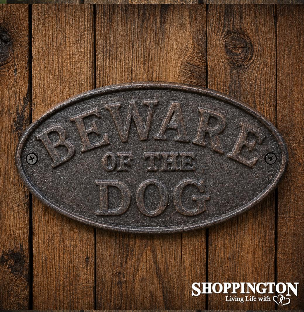 Cast Iron Beware of the Dog Plaque
