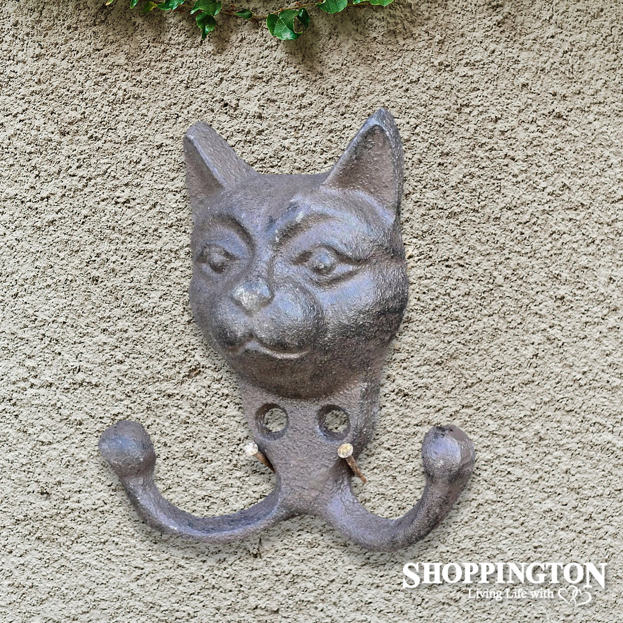 Cast Iron Cat Face Double Hook