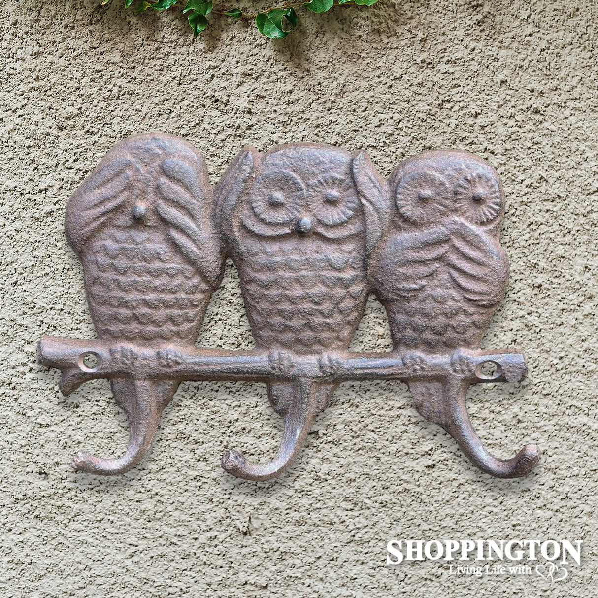 Cast Iron Owl Hear, See, Speak No Evil Hooks