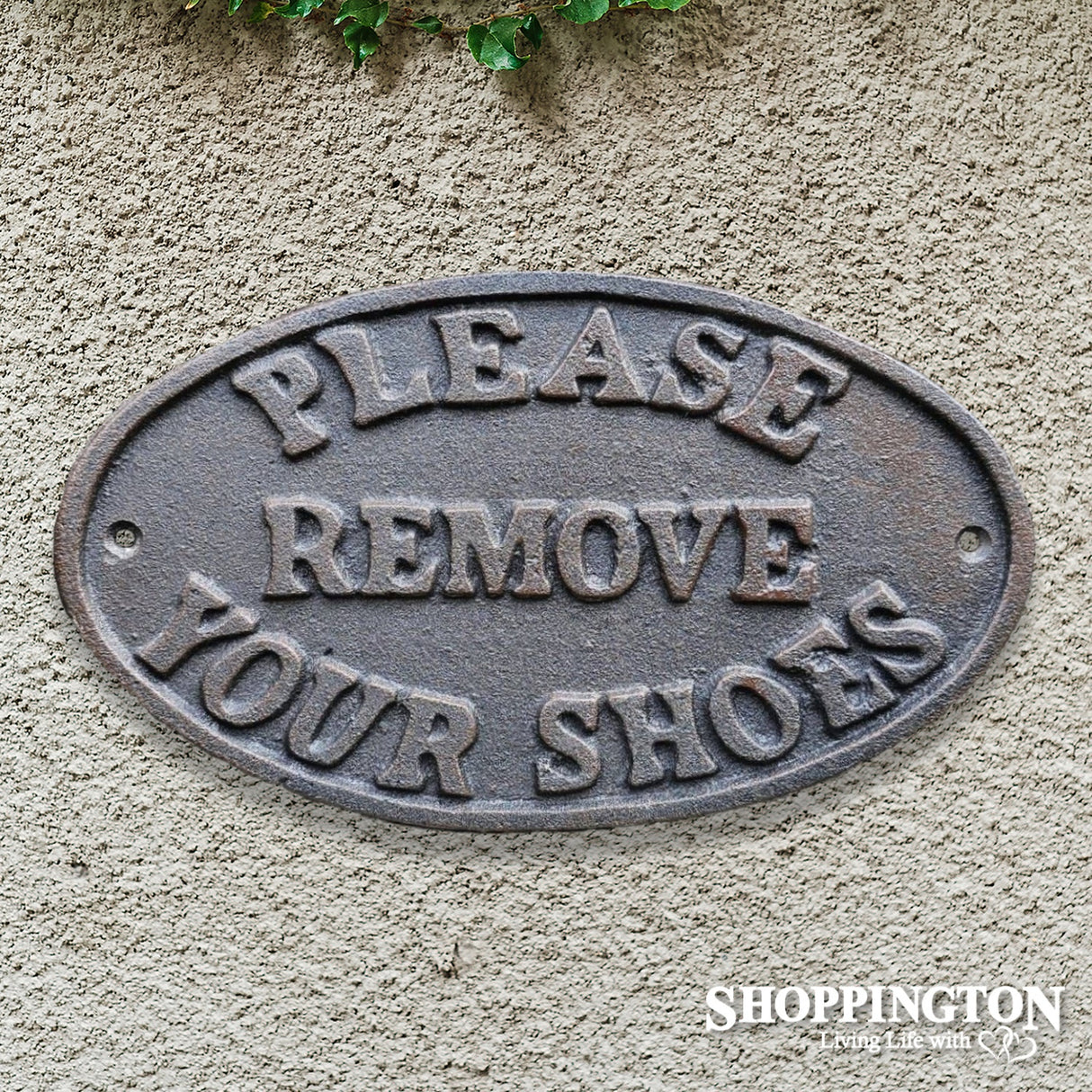 Cast Iron Plaque - Please Remove Your Shoes