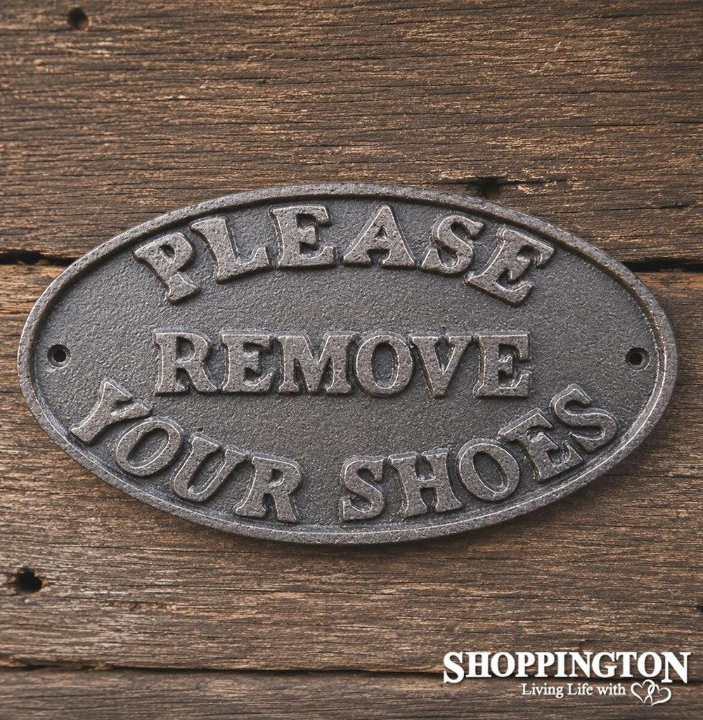 Cast Iron Plaque - Please Remove Your Shoes