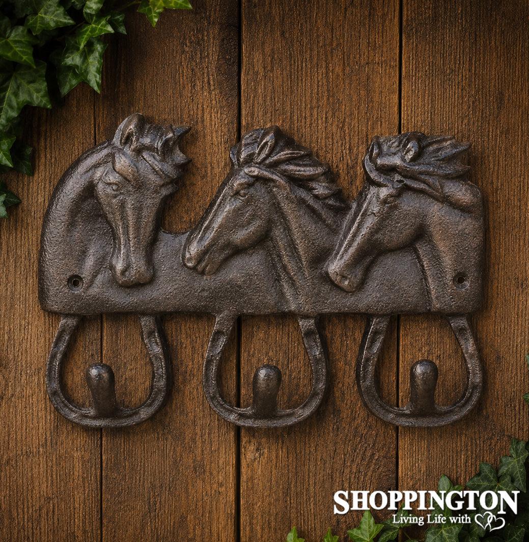Cast Iron Triple Horse Head Hook