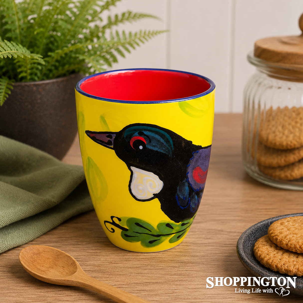 NZ Made Hand Painted - Yellow Tui Blokes Mug