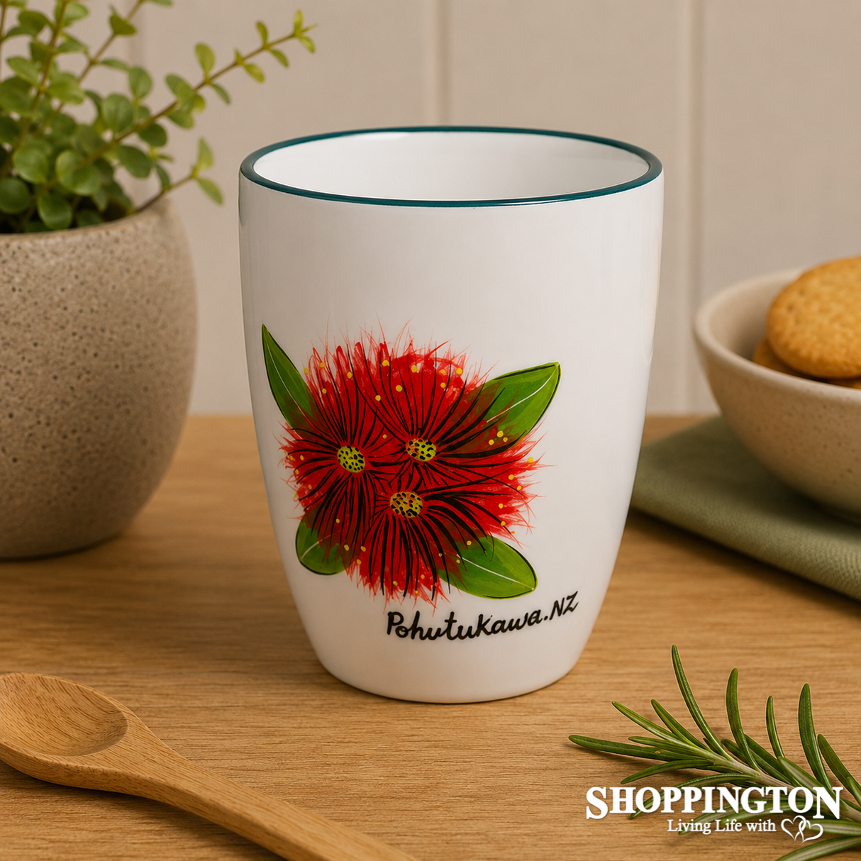 NZ Made Hand Painted - Pohutukawa Flower Blokes Mug