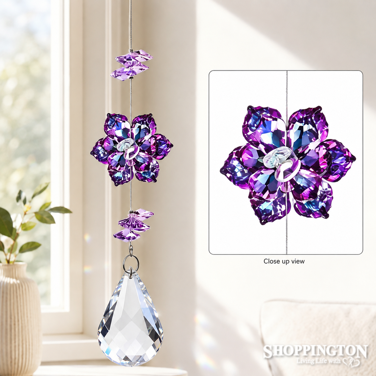 Crystal Spinner - Purple Crystal Flower Drop
