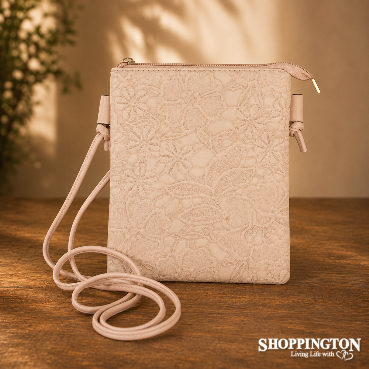 Handbag - Lace Embossed Phone Bag Rose