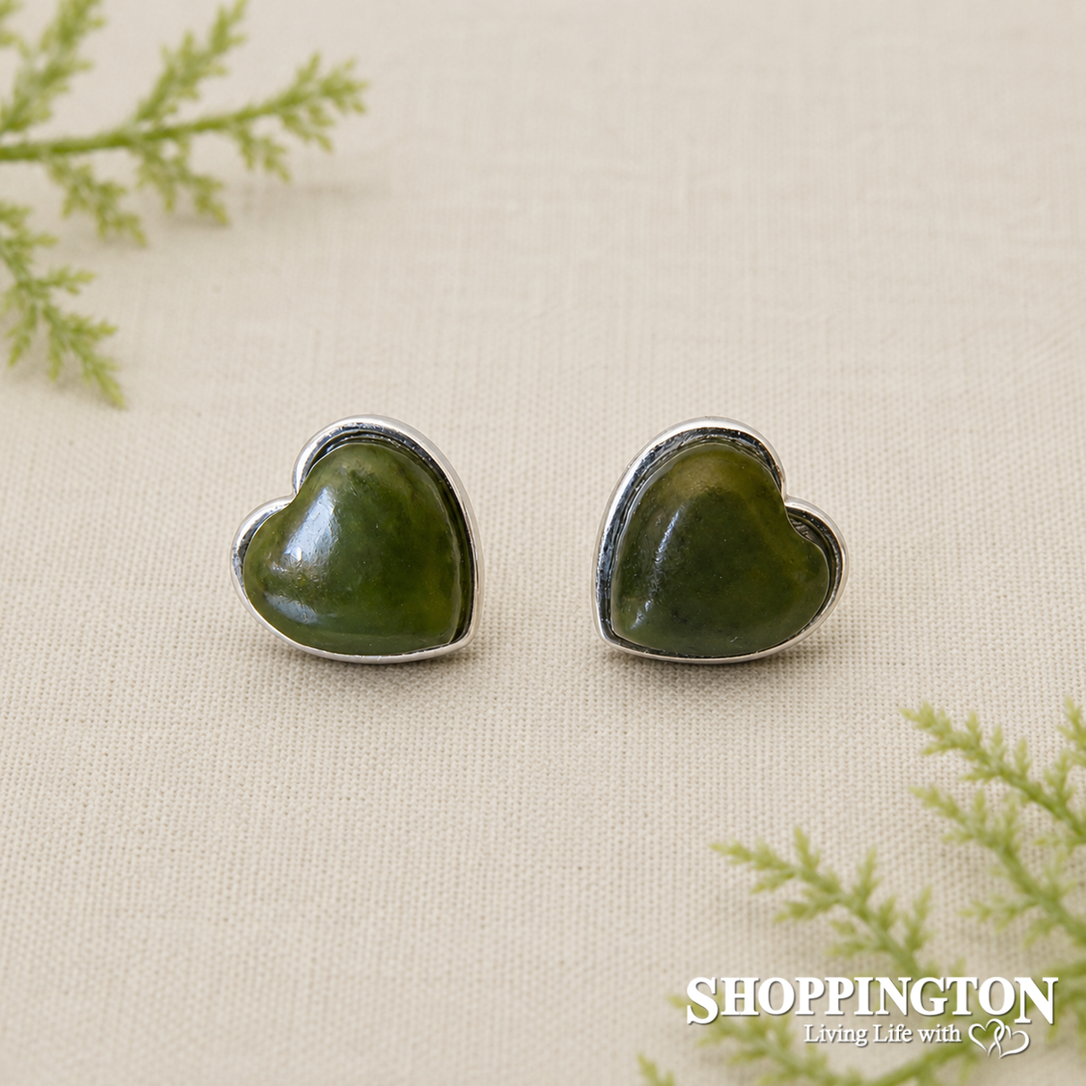 Pounamu - Earrings Sterling Silver Heart Stud 12mm
