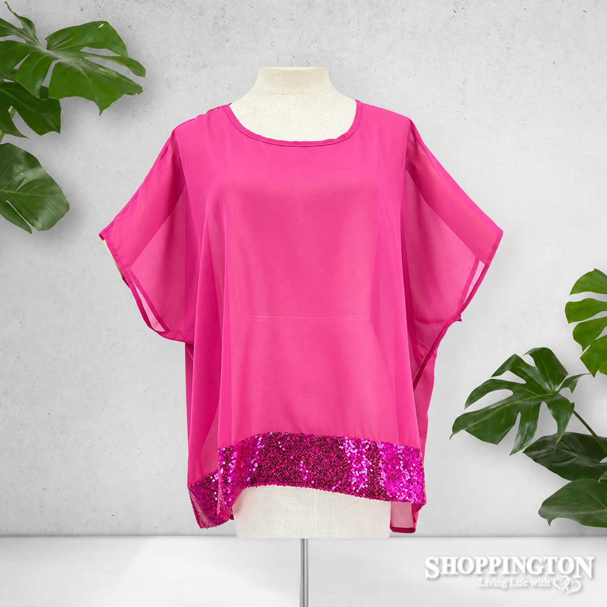 Cerise Top with Sequin Bottom