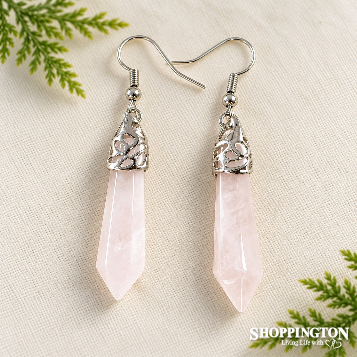 Earrings - Rose Quartz Point
