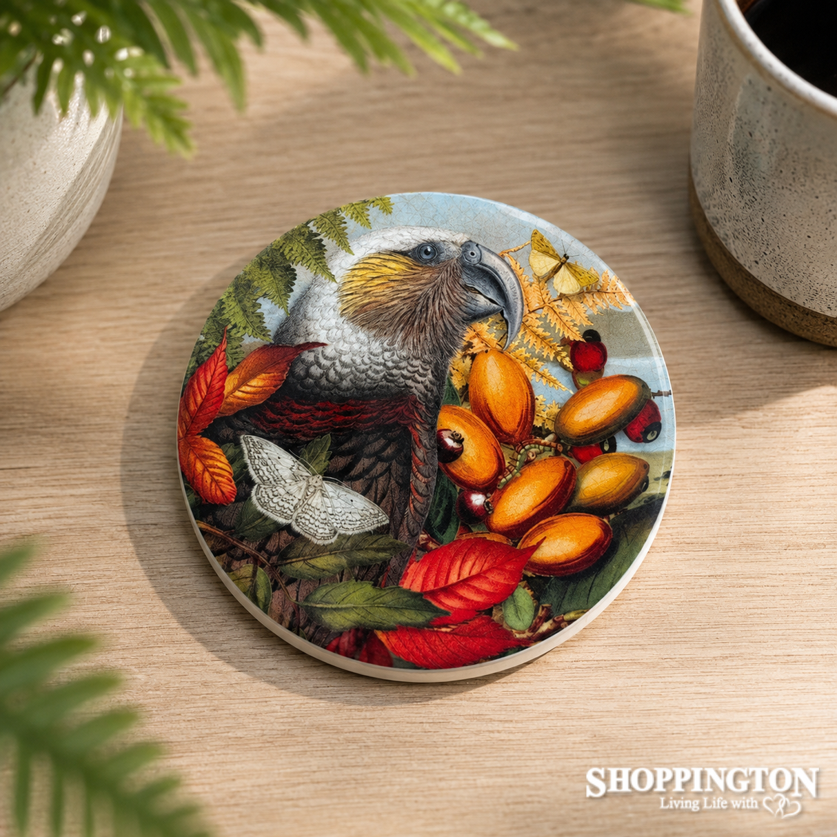 NZ Inspired Ceramic Coasters - Vintage Kaka