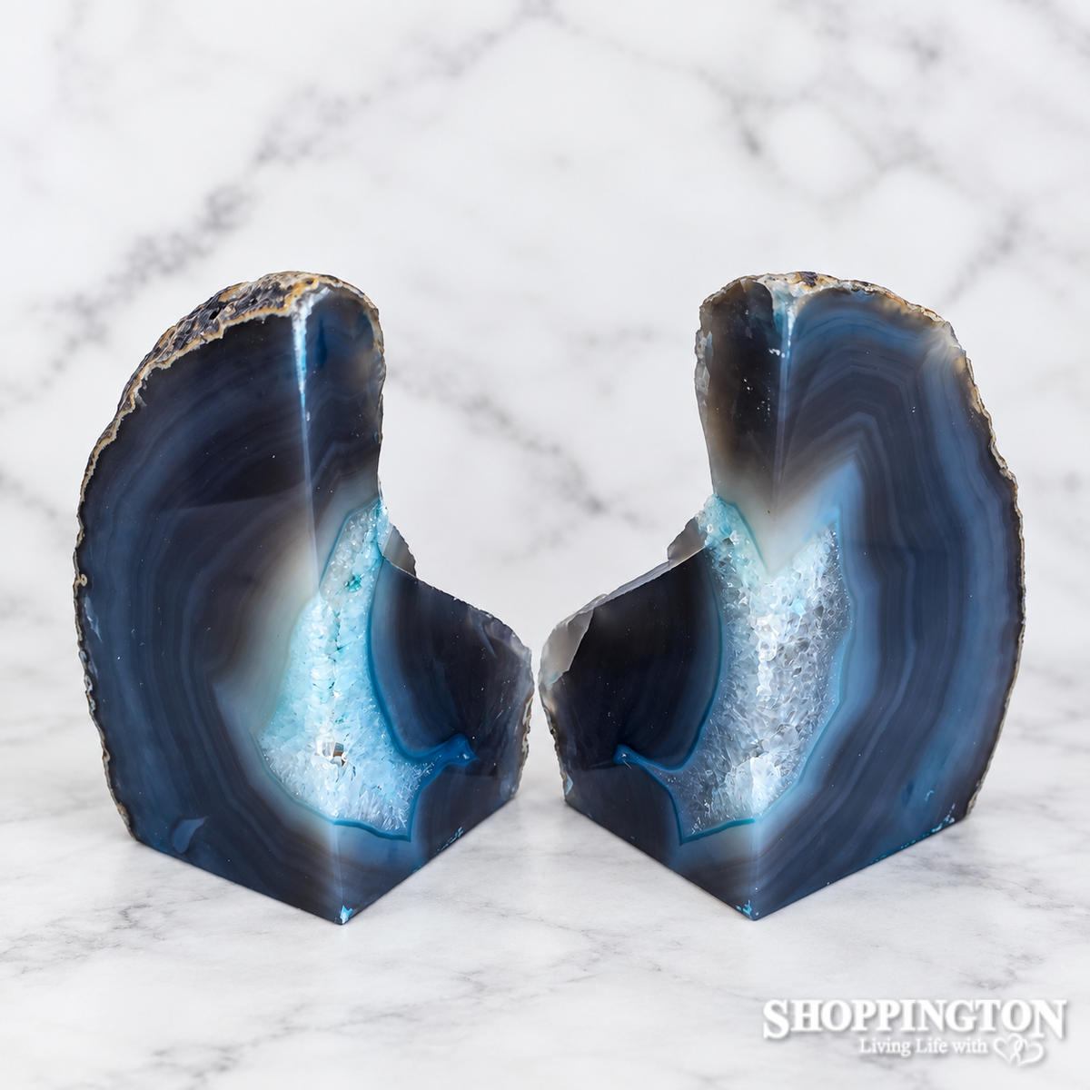 Agate Bookends - Grey/Blue
