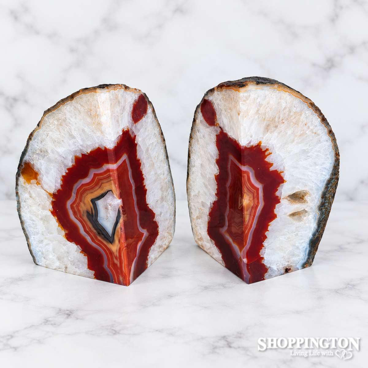 Agate Bookends - White/Coffee