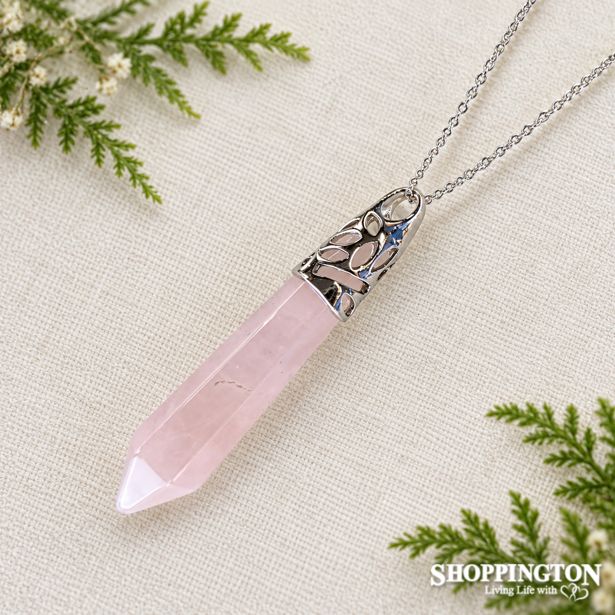 Crystal Pendant - Point Rose Quartz