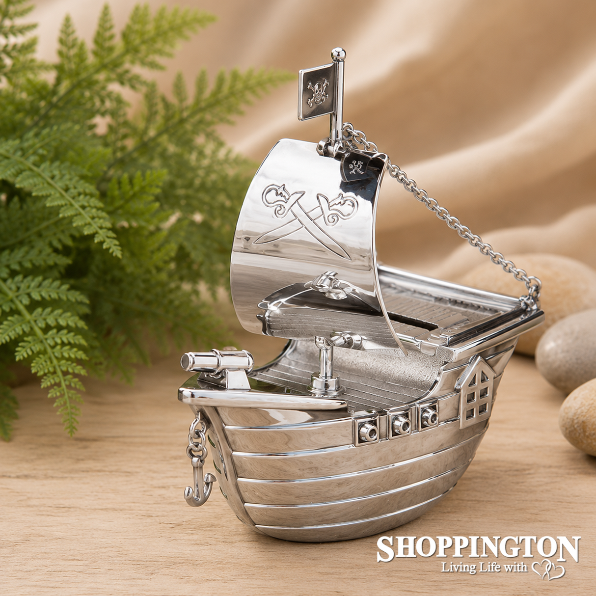 Pirate Ship Silver Money Box