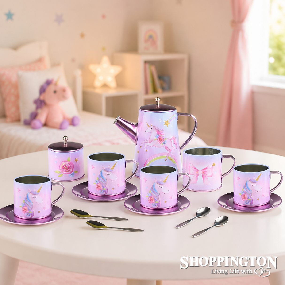 Unicorn Tin Tea Set in Suitcase