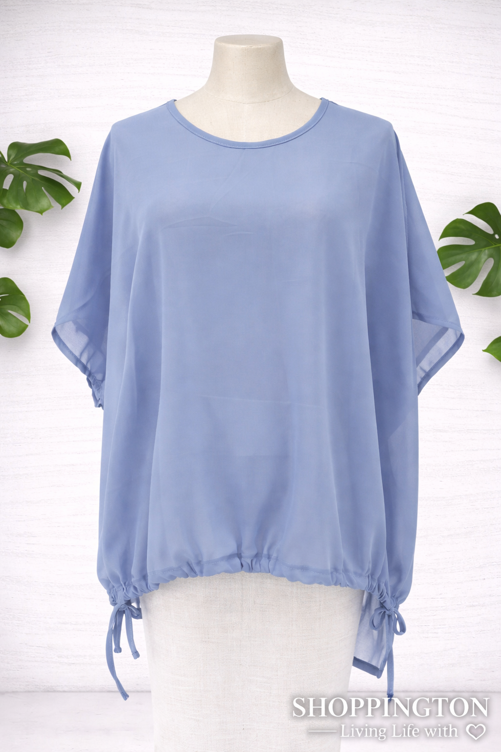 Soft Blue Drop Side Casual Top