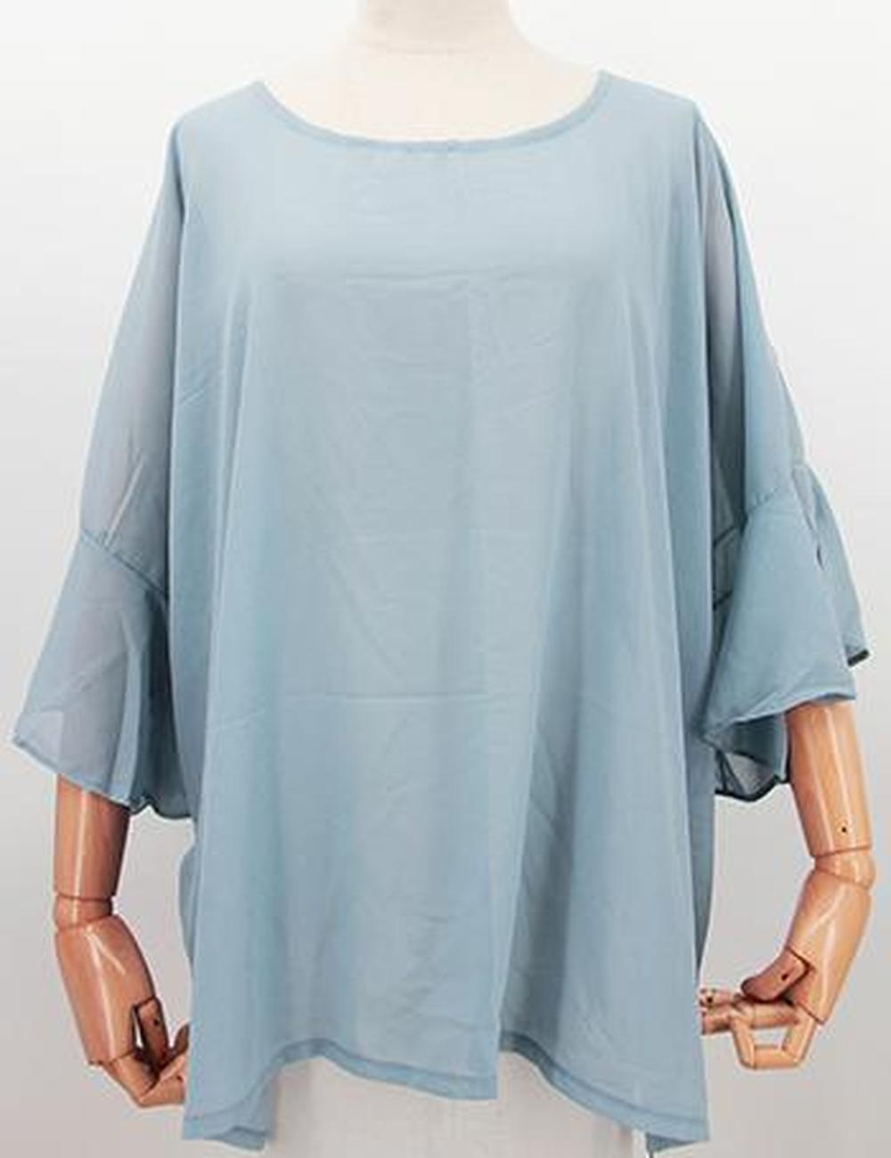 Chiffon Bell Sleeve Powder Blue Top