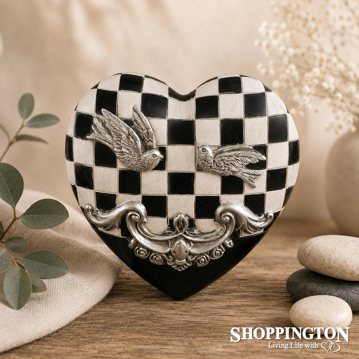 Collectable Heart - Black & White Checkered