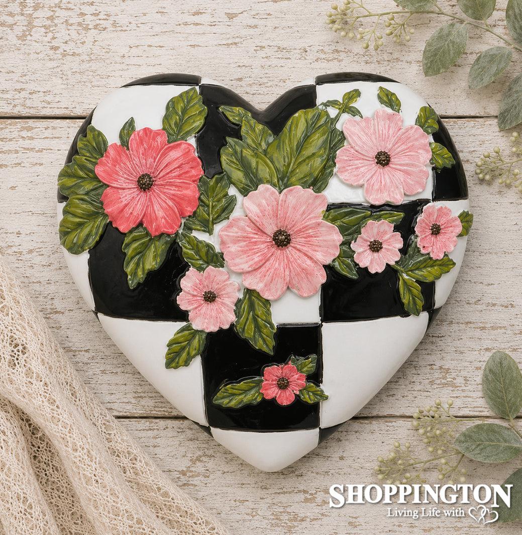 Collectable Heart - Checked Flowers