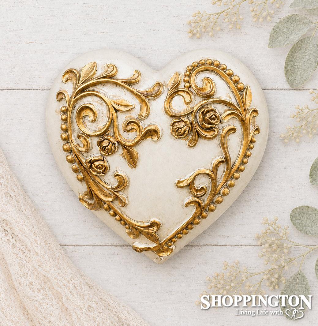 Collectable Heart - Gold Rose Vine