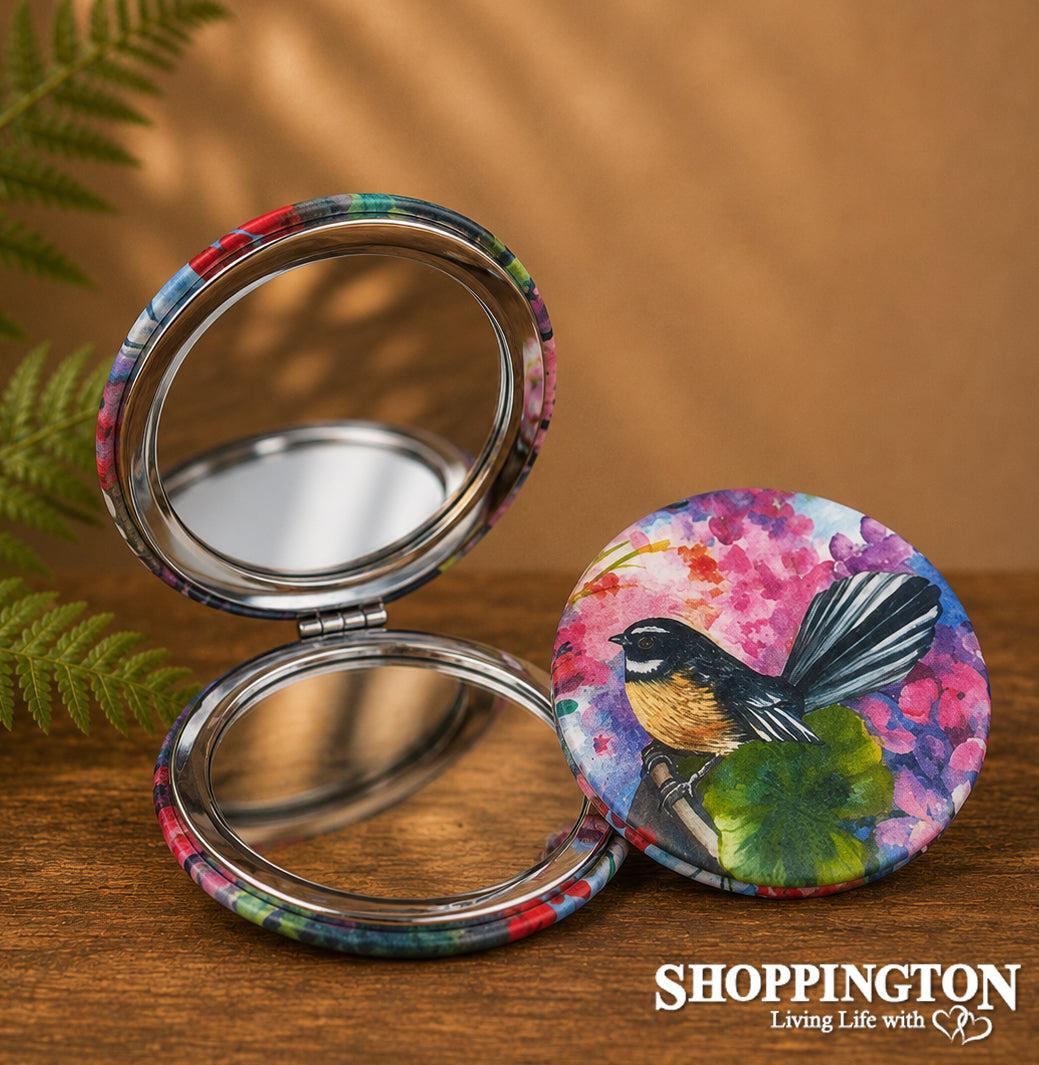 Compact Mirror NZ Print - Fantail - Irina Velma
